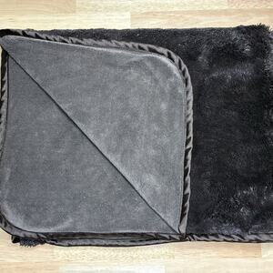 Brookstone NAP Throw Blanket Dark Brown Satin Edge Plush Travel 2 Ply 37x59